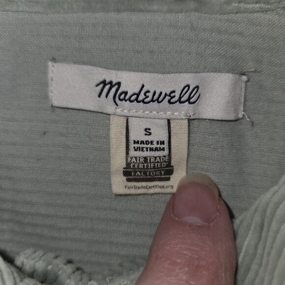Cottagecore 100% Cotton Corduroy Button-Up Shirt Jacket S Light Green Collared - Picture 7 of 8